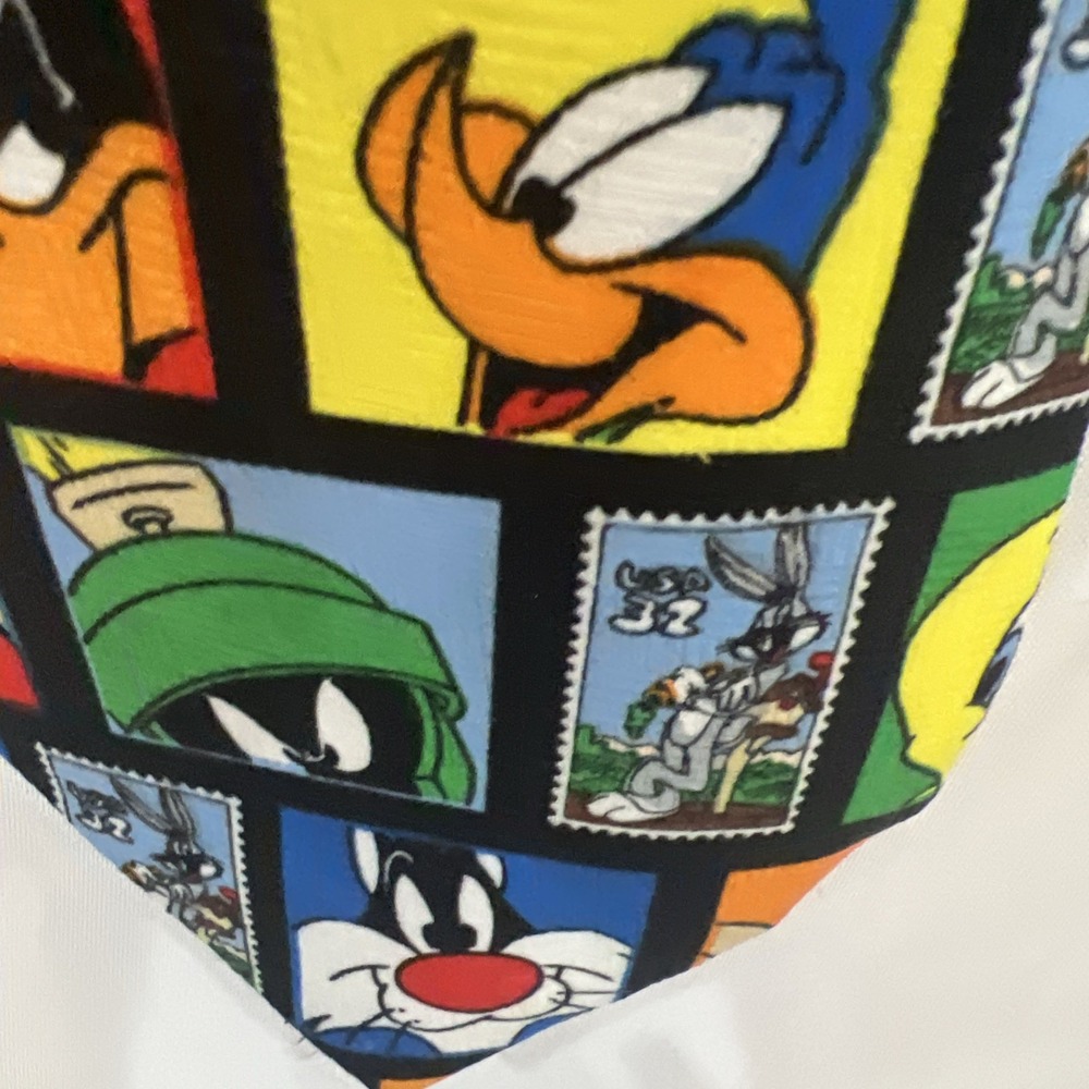 Vintage 1997 Looney Tunes Stamp Collection Men's 90s Cartoon Silk Tie unique 21 - Picture 4 of 6